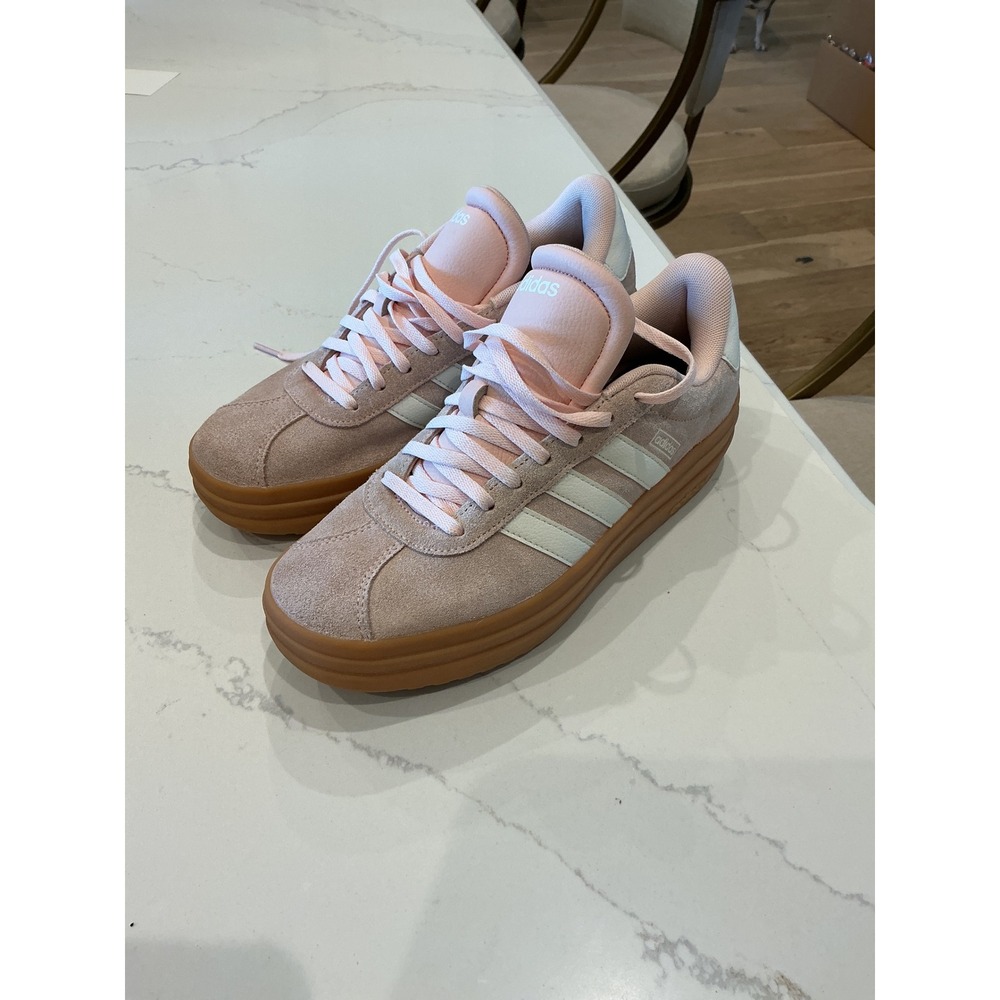 Adidas VL Court Base Platform Pink Suede Gum Sole Sneakers IH9151 Womens 7.5